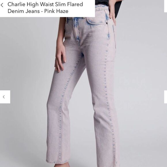 NWT Charlie High Waist Slim Flared Denim Jeans - Pink Haze - Picture 2 of 10